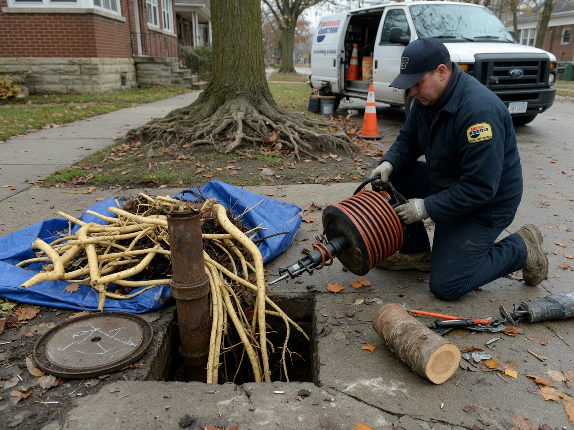 Clearing Slow Drains Caused by Tree Roots Near Harwood Heights